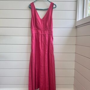 Joie Pink 100% Linen Fit and Flare Pink  Midi Dress Size 6